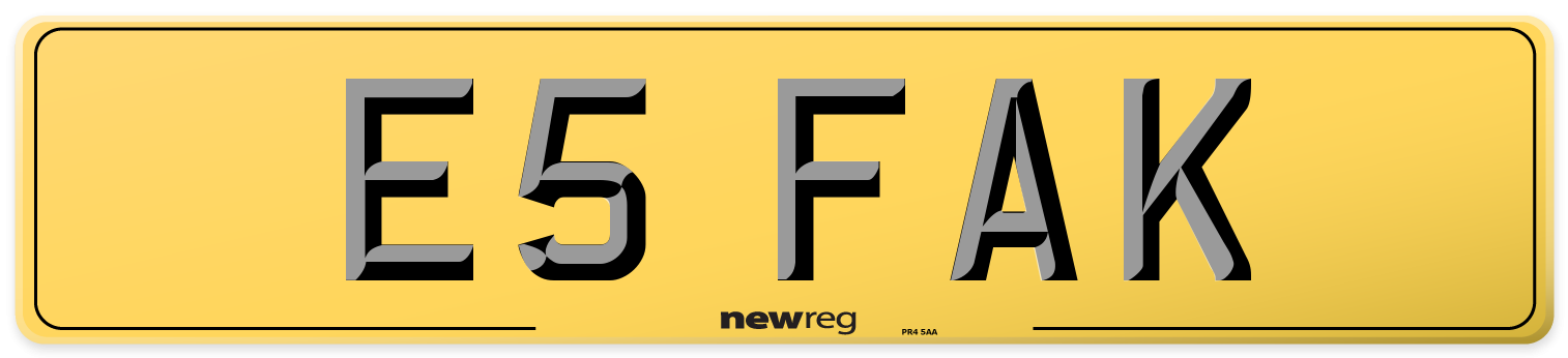 E5 FAK Rear Number Plate