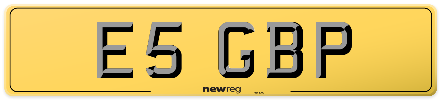 E5 GBP Rear Number Plate