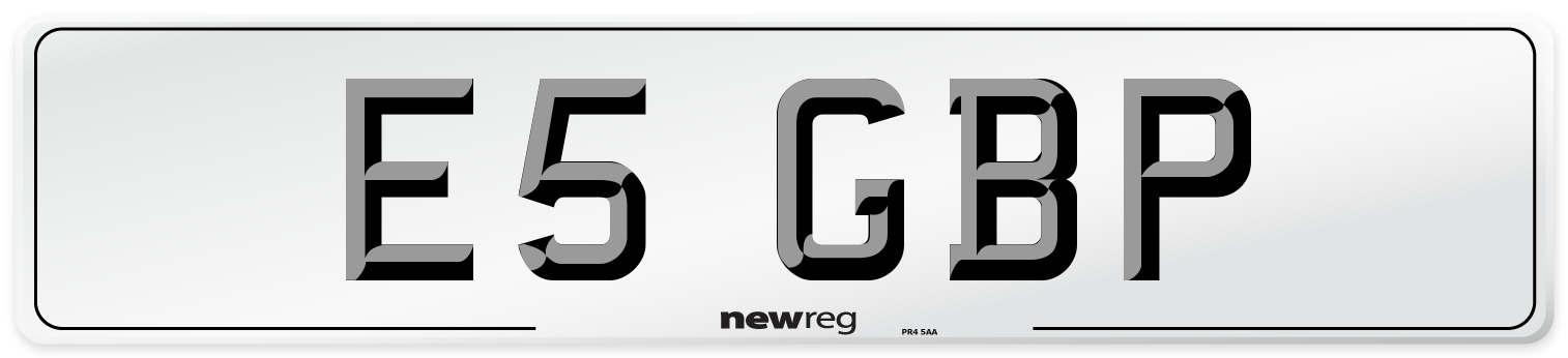 E5 GBP Front Number Plate