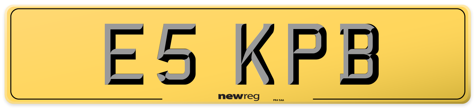 E5 KPB Rear Number Plate