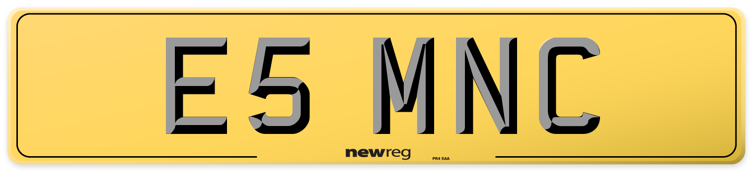 E5 MNC Rear Number Plate