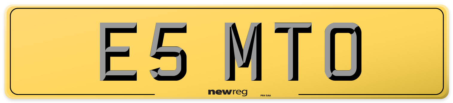 E5 MTO Rear Number Plate