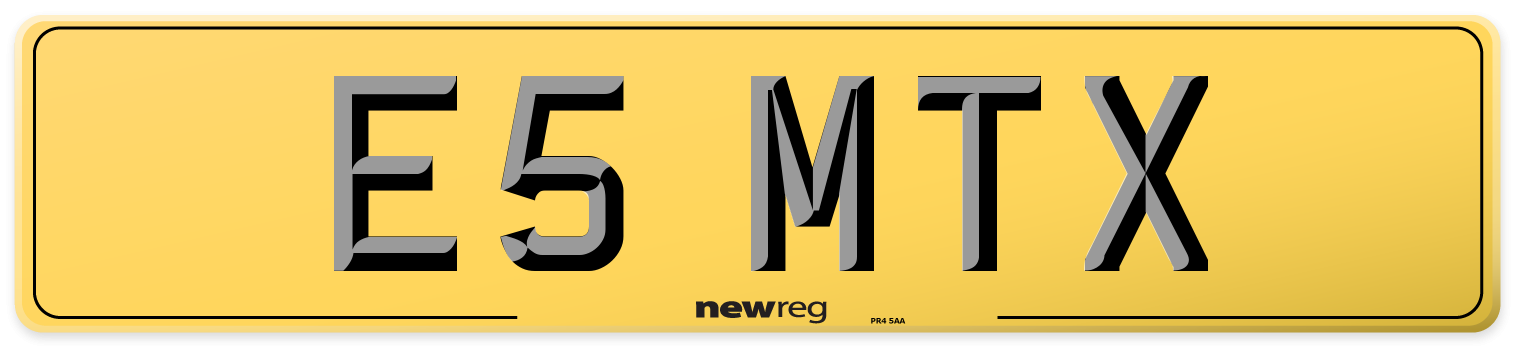 E5 MTX Rear Number Plate