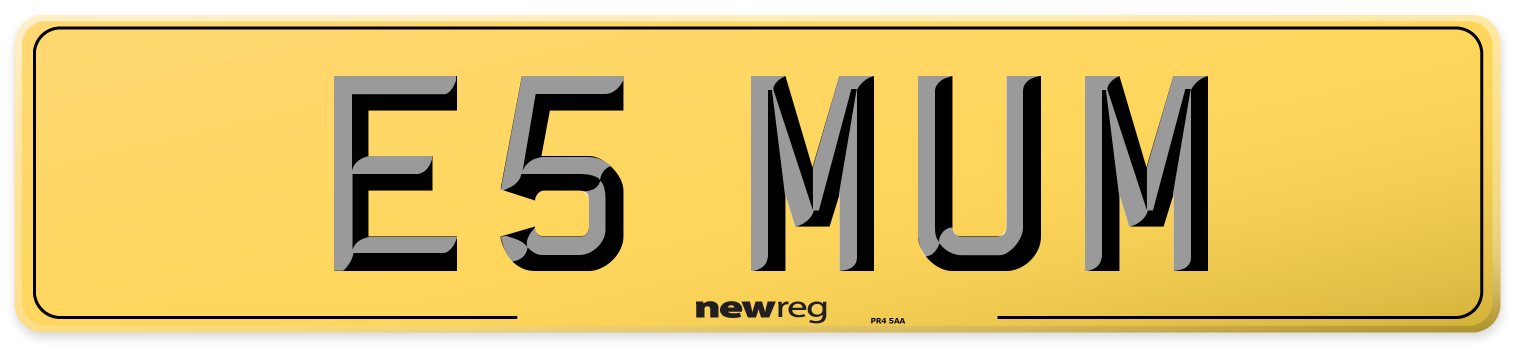 E5 MUM Rear Number Plate