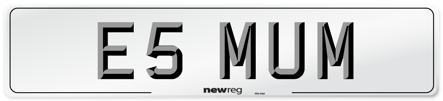 E5 MUM Front Number Plate