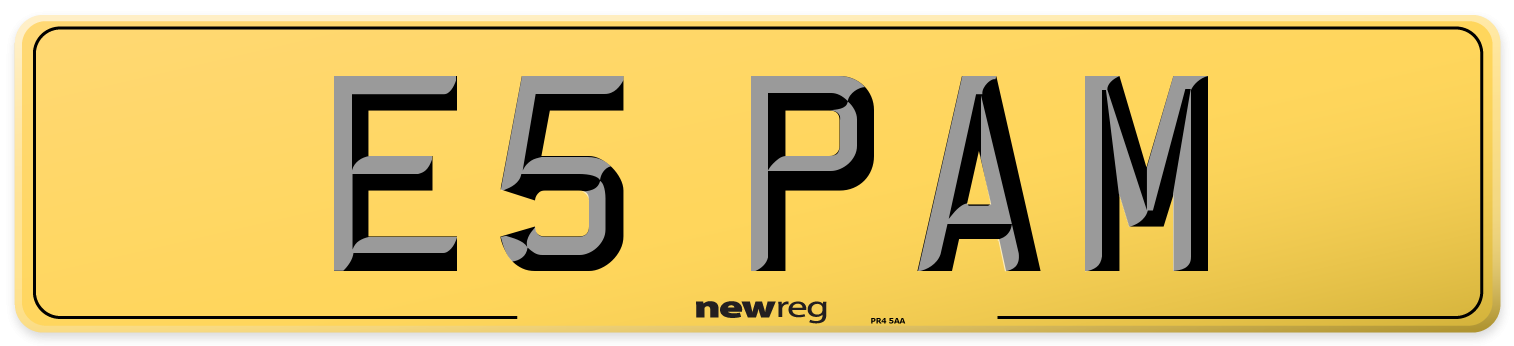 E5 PAM Rear Number Plate