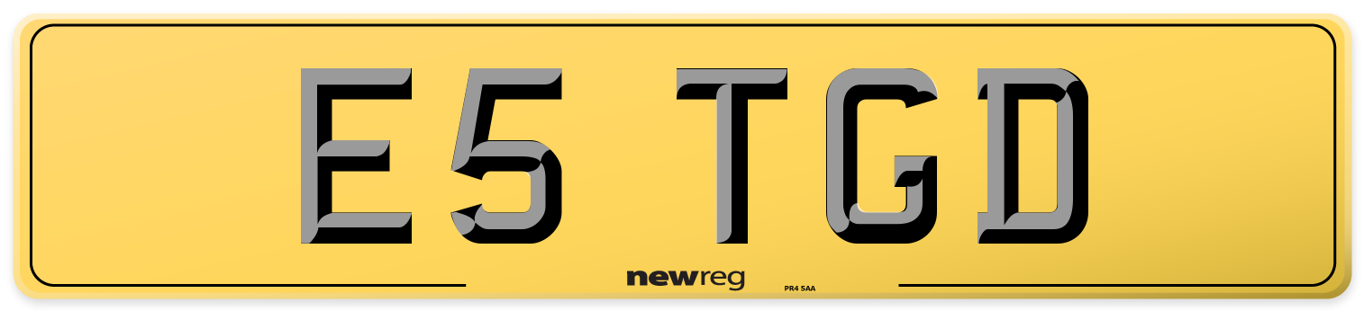 E5 TGD Rear Number Plate