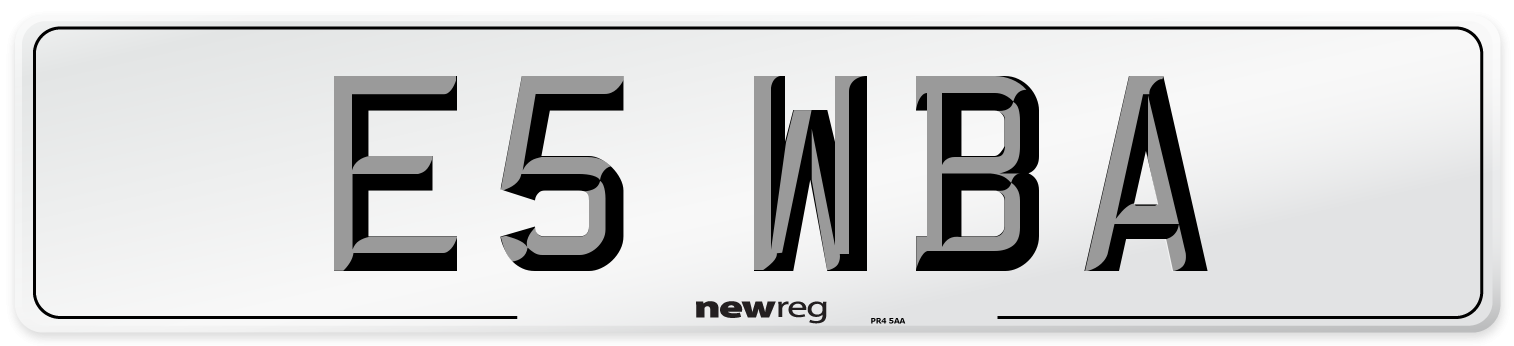 E5 WBA Front Number Plate