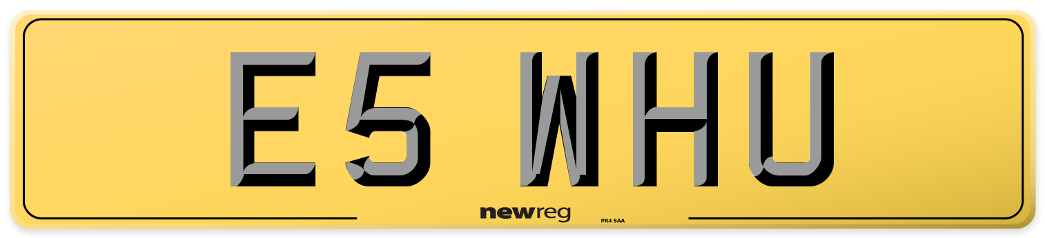 E5 WHU Rear Number Plate