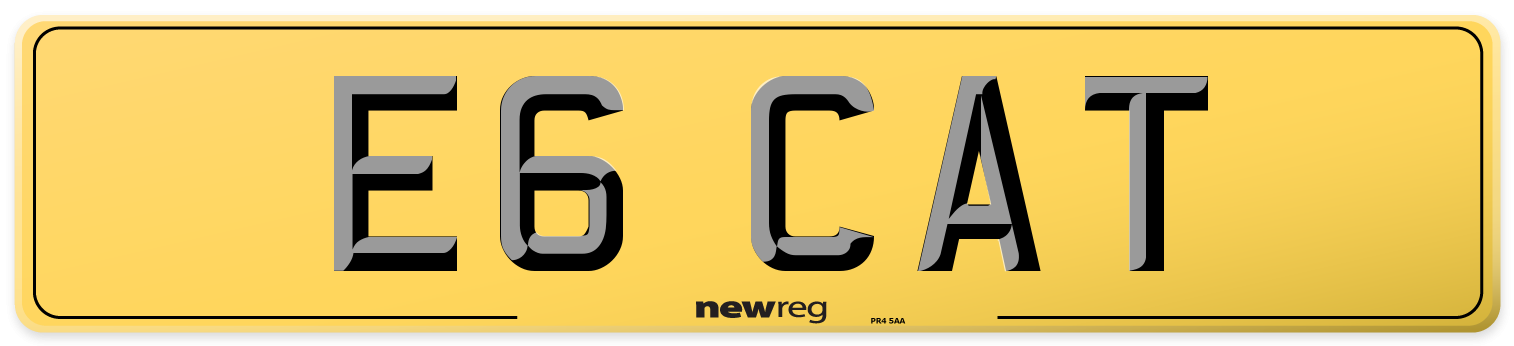 E6 CAT Rear Number Plate