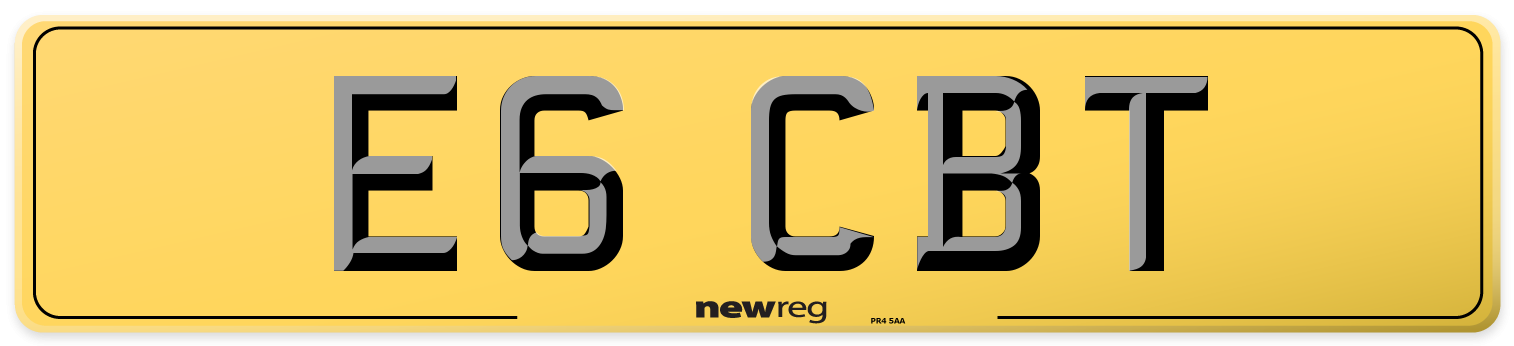 E6 CBT Rear Number Plate