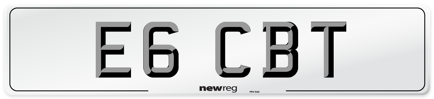 E6 CBT Front Number Plate