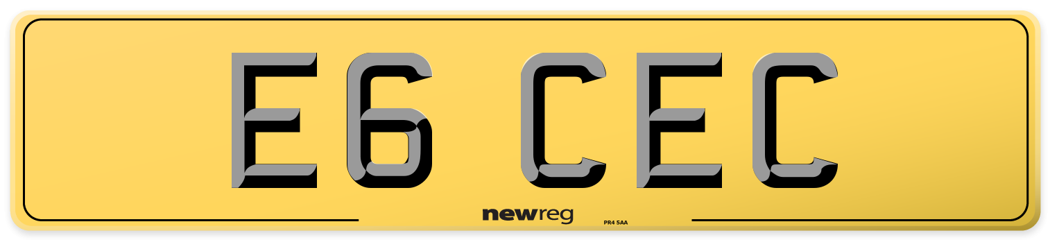E6 CEC Rear Number Plate