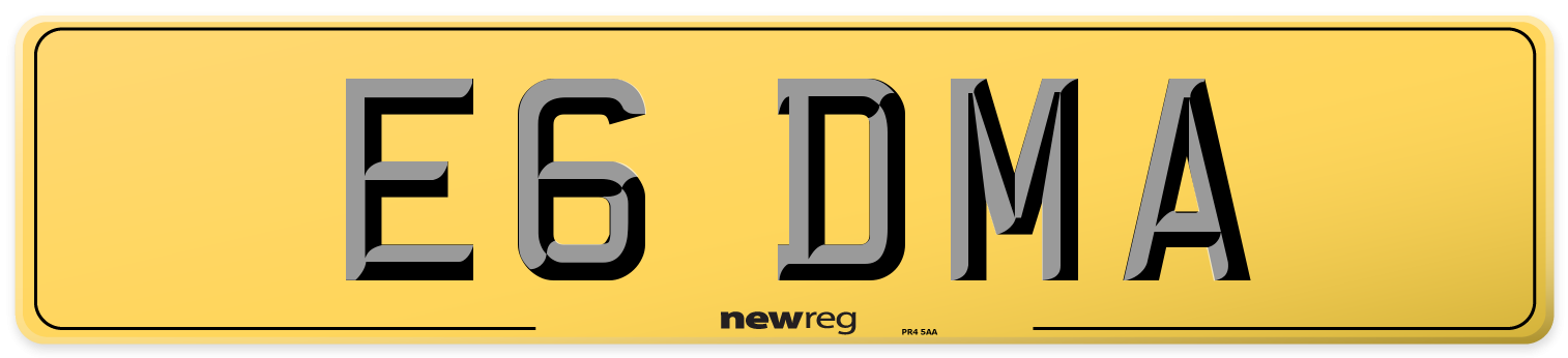 E6 DMA Rear Number Plate