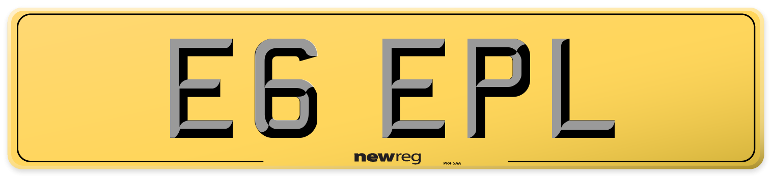 E6 EPL Rear Number Plate