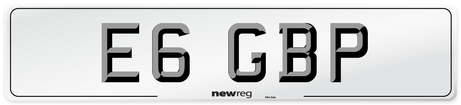 E6 GBP Front Number Plate