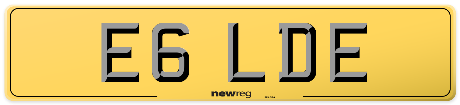 E6 LDE Rear Number Plate