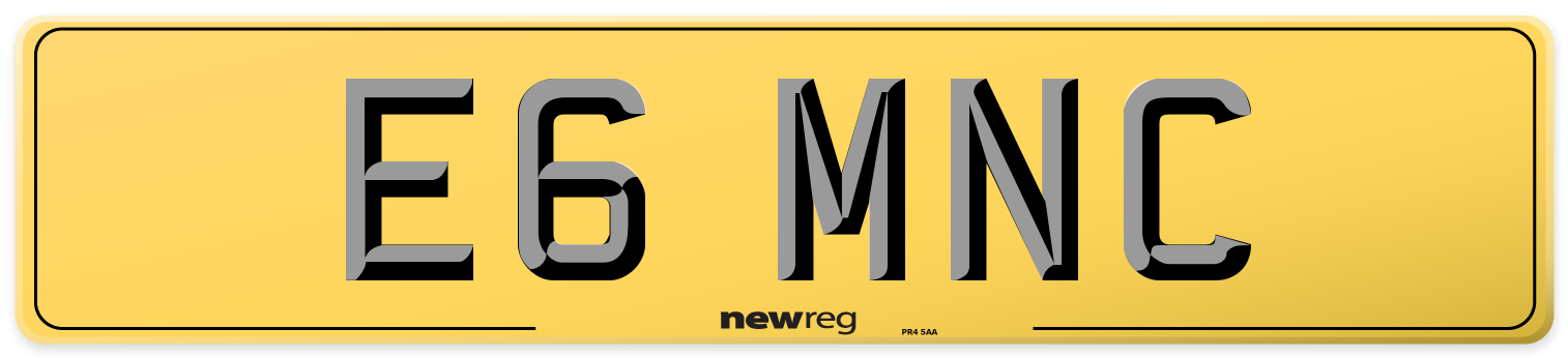 E6 MNC Rear Number Plate
