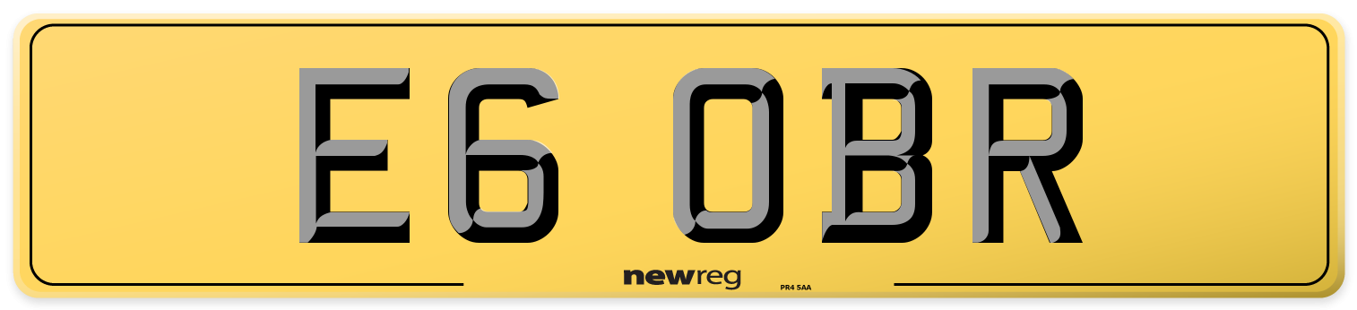 E6 OBR Rear Number Plate