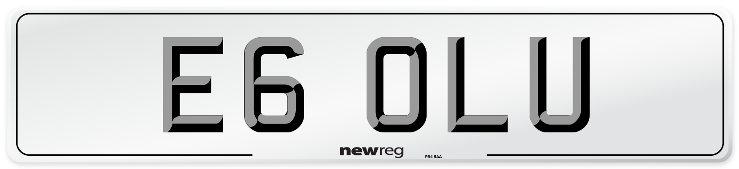 E6 OLU Front Number Plate