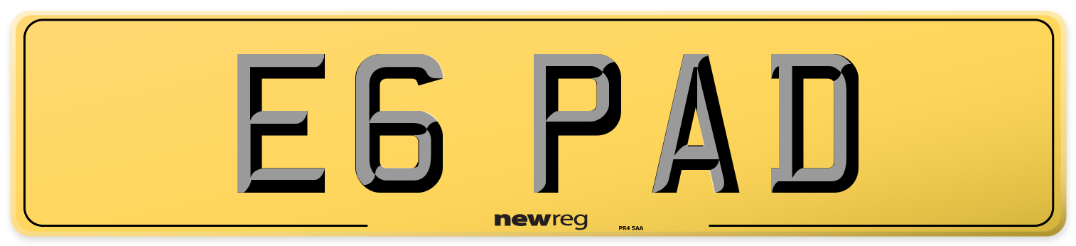 E6 PAD Rear Number Plate