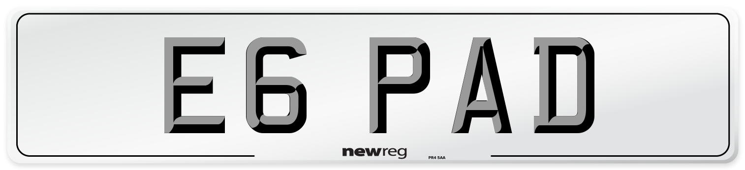 E6 PAD Front Number Plate
