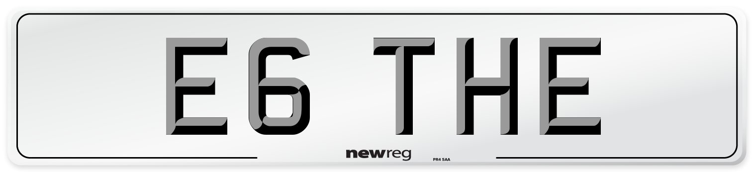 E6 THE Front Number Plate
