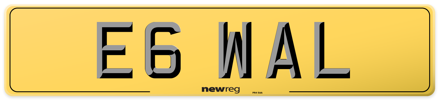 E6 WAL Rear Number Plate
