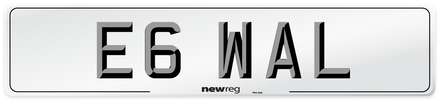 E6 WAL Front Number Plate