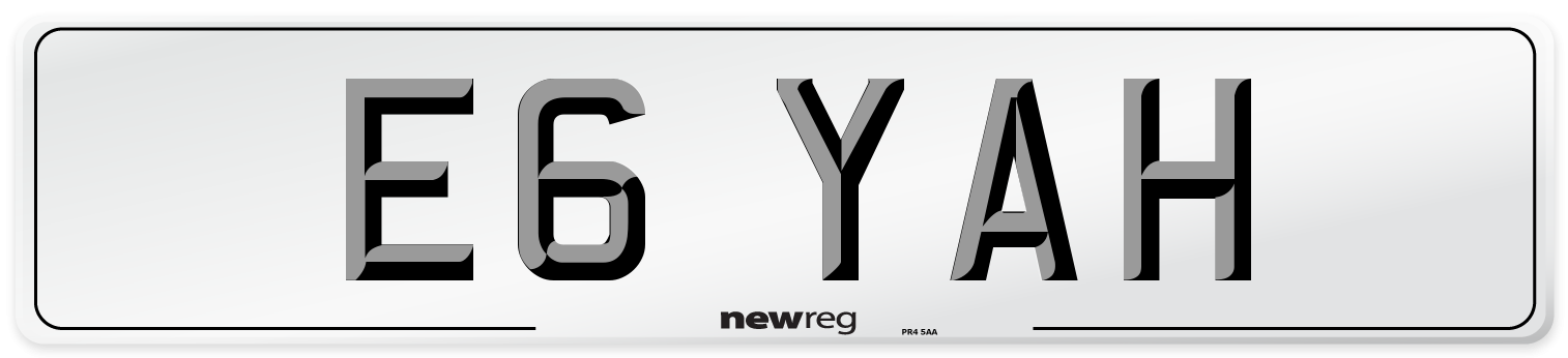 E6 YAH Front Number Plate