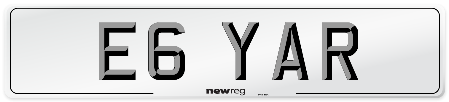E6 YAR Front Number Plate