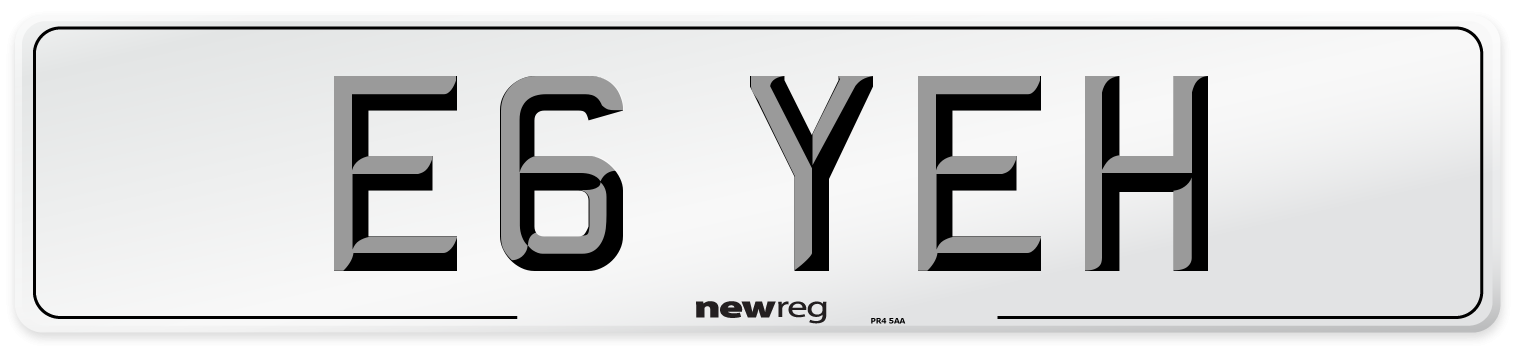 E6 YEH Front Number Plate