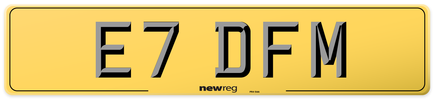 E7 DFM Rear Number Plate