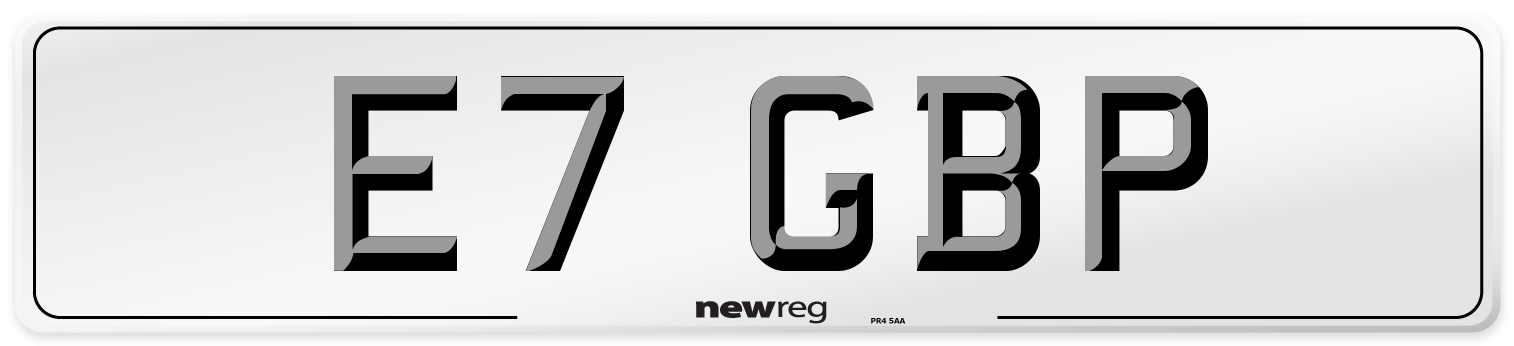 E7 GBP Front Number Plate
