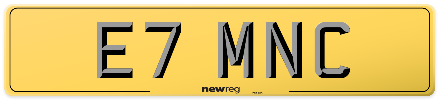 E7 MNC Rear Number Plate