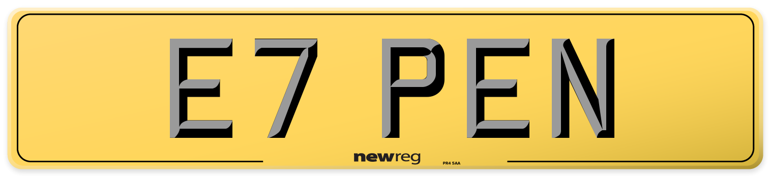 E7 PEN Rear Number Plate