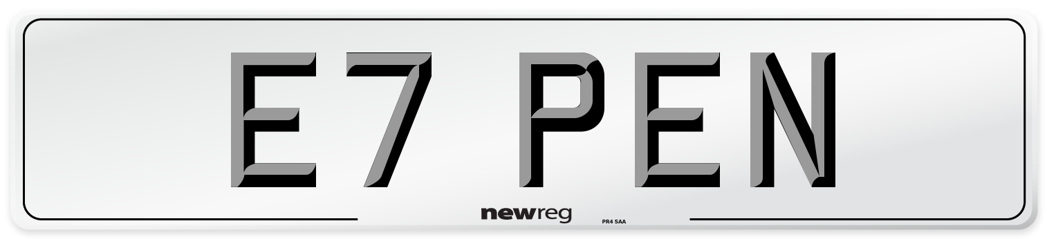 E7 PEN Front Number Plate