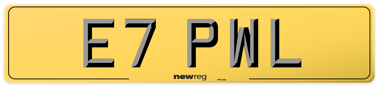 E7 PWL Rear Number Plate