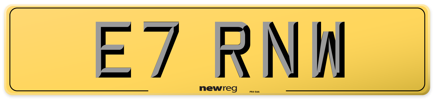 E7 RNW Rear Number Plate