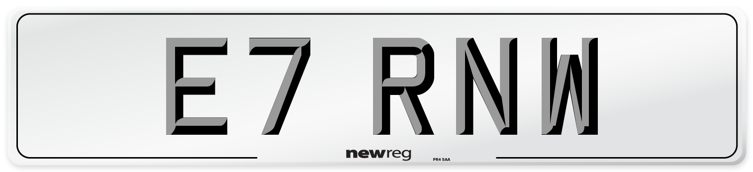 E7 RNW Front Number Plate