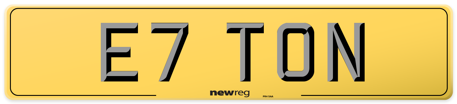 E7 TON Rear Number Plate