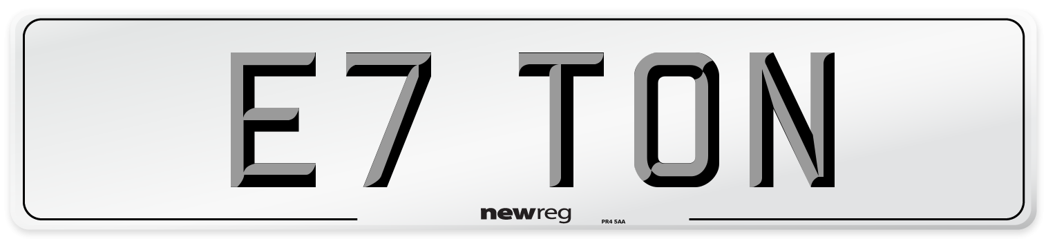 E7 TON Front Number Plate