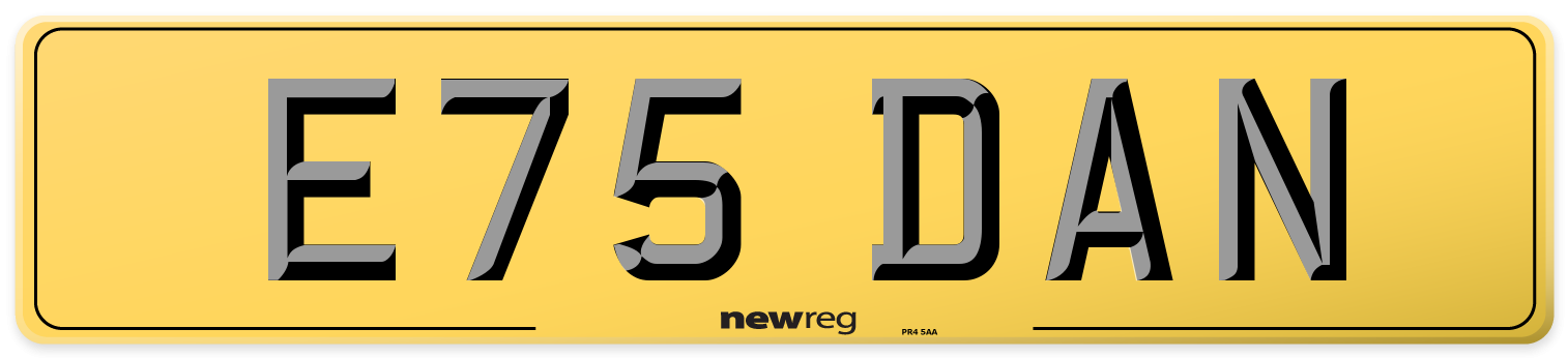 E75 DAN Rear Number Plate