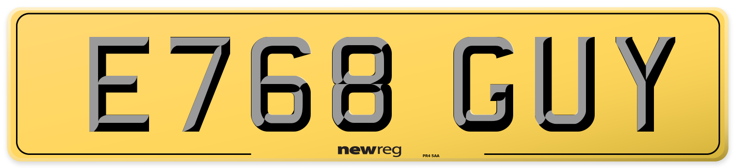 E768 GUY Rear Number Plate