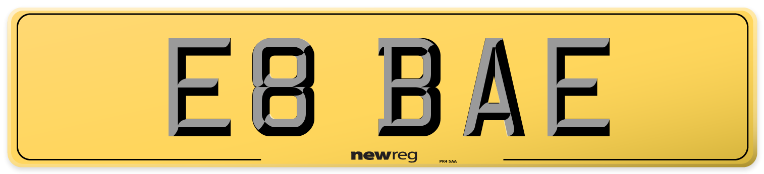 E8 BAE Rear Number Plate
