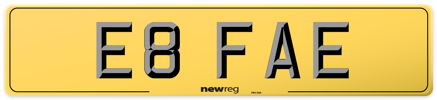 E8 FAE Rear Number Plate