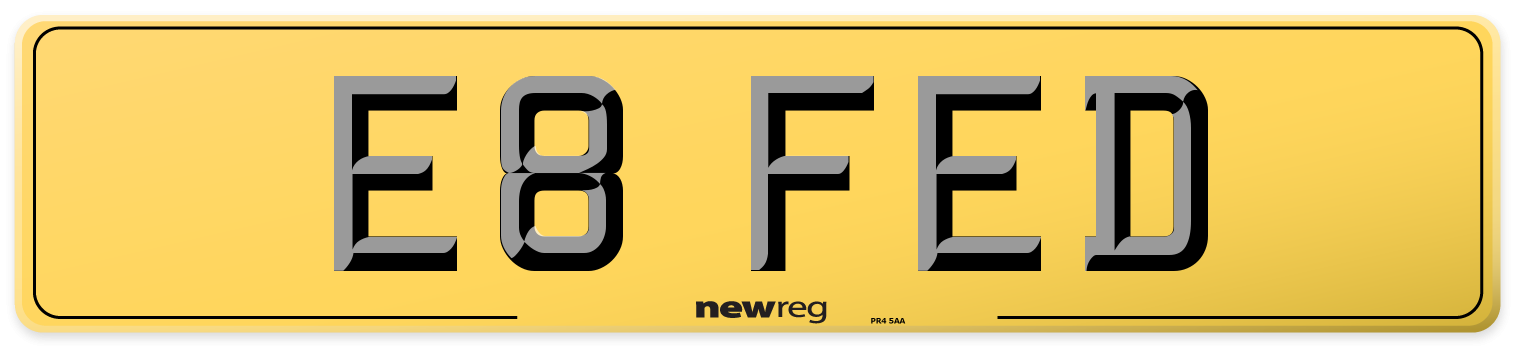 E8 FED Rear Number Plate
