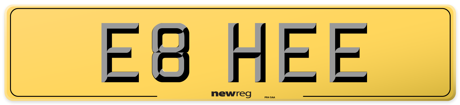 E8 HEE Rear Number Plate