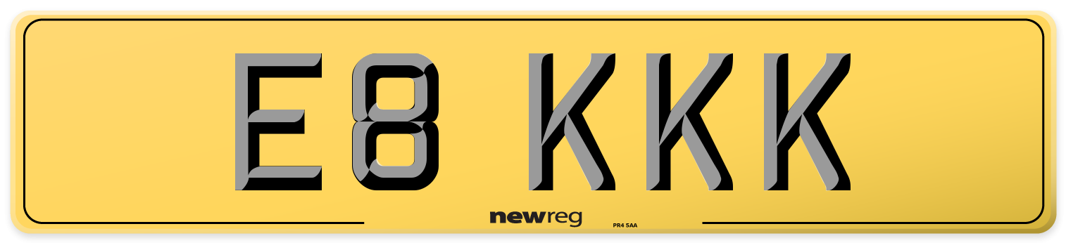 E8 KKK Rear Number Plate