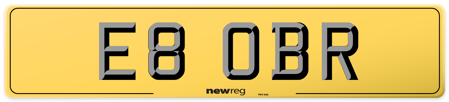 E8 OBR Rear Number Plate